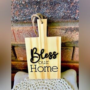 *Bless Our Home Natural Wood Cutting Board Ornament
